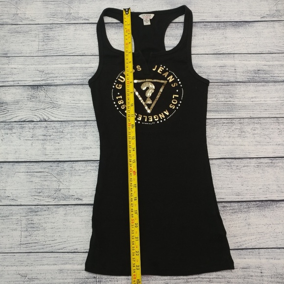 Guess TANK TOP sequin + metallic logo black/gold - Picture 5 of 7
